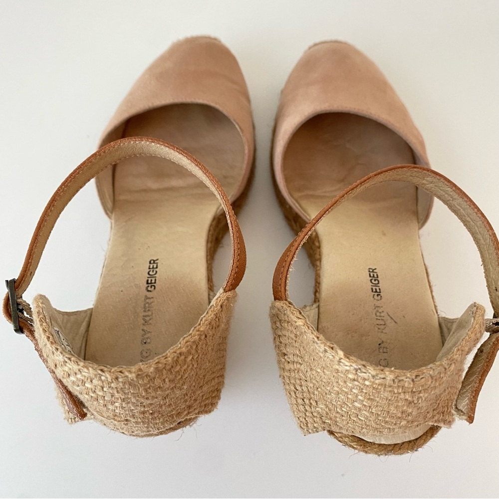 Kurt Geiger Wedge Heel Ankle Strap Dusty Pink Suede Espadrilles Size 38/7.5 GUC - Picture 10 of 13